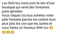 Avis client Facebook sur la fontaine à eau pour chien Paw-Pat' Pets