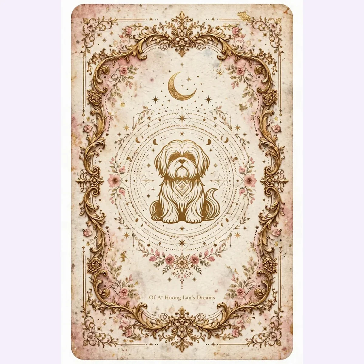 L'Oracle du Shih Tzu, carte dorée et crème